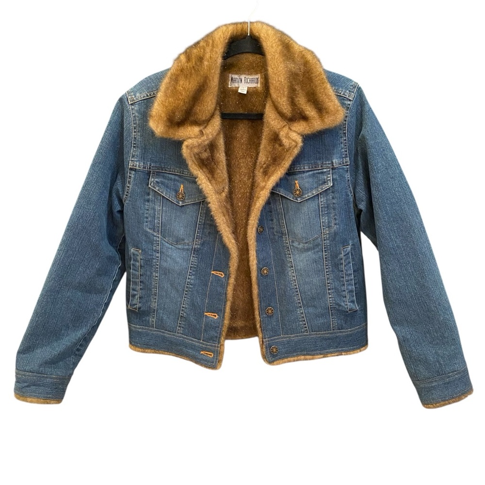 Marvin Richards Denim Brown Faux Fur Coat